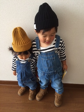 「GAP（ギャップ）のアイテム（サロペット/オーバーオール、ブルー系）」を使った、YURIEさん（レディース）の秋コーディネート