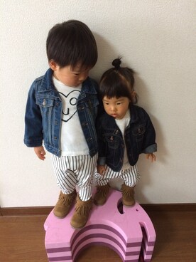 「GAP（ギャップ）のアイテム（デニムジャケット、ブルー系）」を使った、YURIEさん（レディース）の秋コーディネート