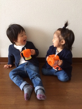 「RALPH LAUREN（ラルフ ローレン）のアイテム（カーディガン/ボレロ、ブルー系）」を使った、YURIEさん（レディース）の秋コーディネート