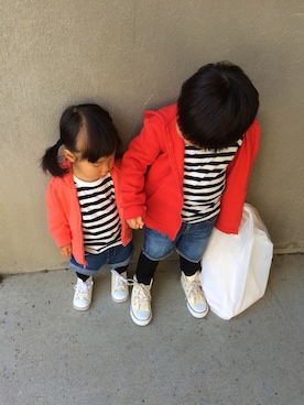 「H&M（エイチ・アンド・エム）のアイテム（パーカー、オレンジ系）」を使った、YURIEさん（レディース）の秋コーディネート