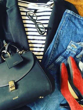 「SNIDEL（スナイデル）のアイテム（ハンドバッグ、ブラック系）」を使った、mememe-guさん（レディース・156cm）の夏コーディネート