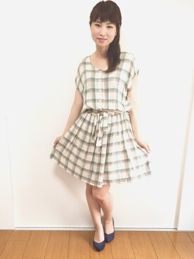「techichiのアイテム（ワンピース、ブルー系）」を使った、mememe-guさん（レディース・156cm）の夏コーディネート