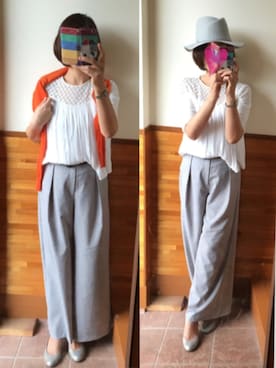 「白✖️グレー」｜えまみーさん（レディース・171cm）の秋コーディネート