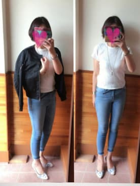 「リブT」｜「アイテム（ブルゾン）」を使った、えまみーさん（レディース・171cm）の秋コーディネート