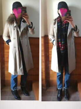 「Glen Prince（グレンプリンス）の【JJ11月号掲載】【Glen Prince/ グレンプリンス】チェックストール（ストール/ショール）」を使った、えまみーさん（レディース・171cm）の秋コーディネート