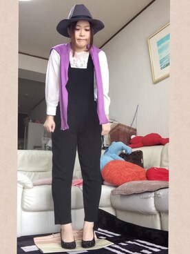 「プロデューサー巻き」｜「アイテム（オールインワン・サロペット）」を使った、maru☺︎さん（レディース・152cm）の秋コーディネート