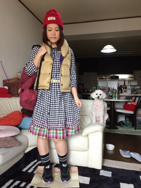「アイテム（シャツワンピース）」を使った、maru☺︎さん（レディース・152cm・20代）の秋コーディネート