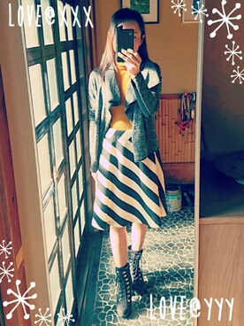 「5（ファイブ）のアイテム（ライダースジャケット）」を使った、hana さん（レディース・157cm）の秋コーディネート