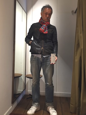 「Johnbull（ジョンブル）のアイテム（ライダースジャケット）」を使った、Satisfactionさん（メンズ・175cm）の冬コーディネート