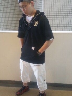 「AAPE BY A BATHING APE（エーエイプバイアベイシングエイプ）のアイテム（帽子）」を使った、智幸 さん（メンズ・176cm）の夏コーディネート