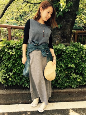 「AS KNOW AS」｜「アイテム（ジャケット/アウター）」を使った、Tamokamさん（レディース・160cm）の春コーディネート