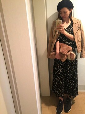 「one after another NICE CLAUP（ワンアフターアナザーナイスクラップ）のアイテム（ハンチング/ベレー帽）」を使った、chicoさん（レディース・162cm）の秋コーディネート