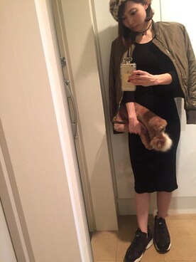 「ファークラッチ」｜「アイテム（ブルゾン）」を使った、chicoさん（レディース・162cm）の秋コーディネート