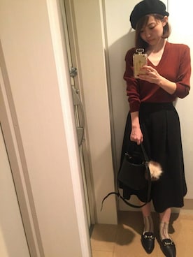 「one after another NICE CLAUP（ワンアフターアナザーナイスクラップ）のアイテム（ハンチング/ベレー帽）」を使った、chicoさん（レディース・162cm）の秋コーディネート