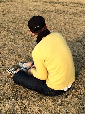 「thisisneverthat（ディスイズネバーザット）のアイテム（キャップ）」を使った、권오준さん（メンズ・180cm）の春コーディネート