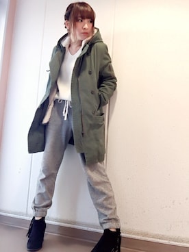 「Heather（ヘザー）のアイテム（モッズコート）」を使った、chicoさん（レディース・158cm）の冬コーディネート