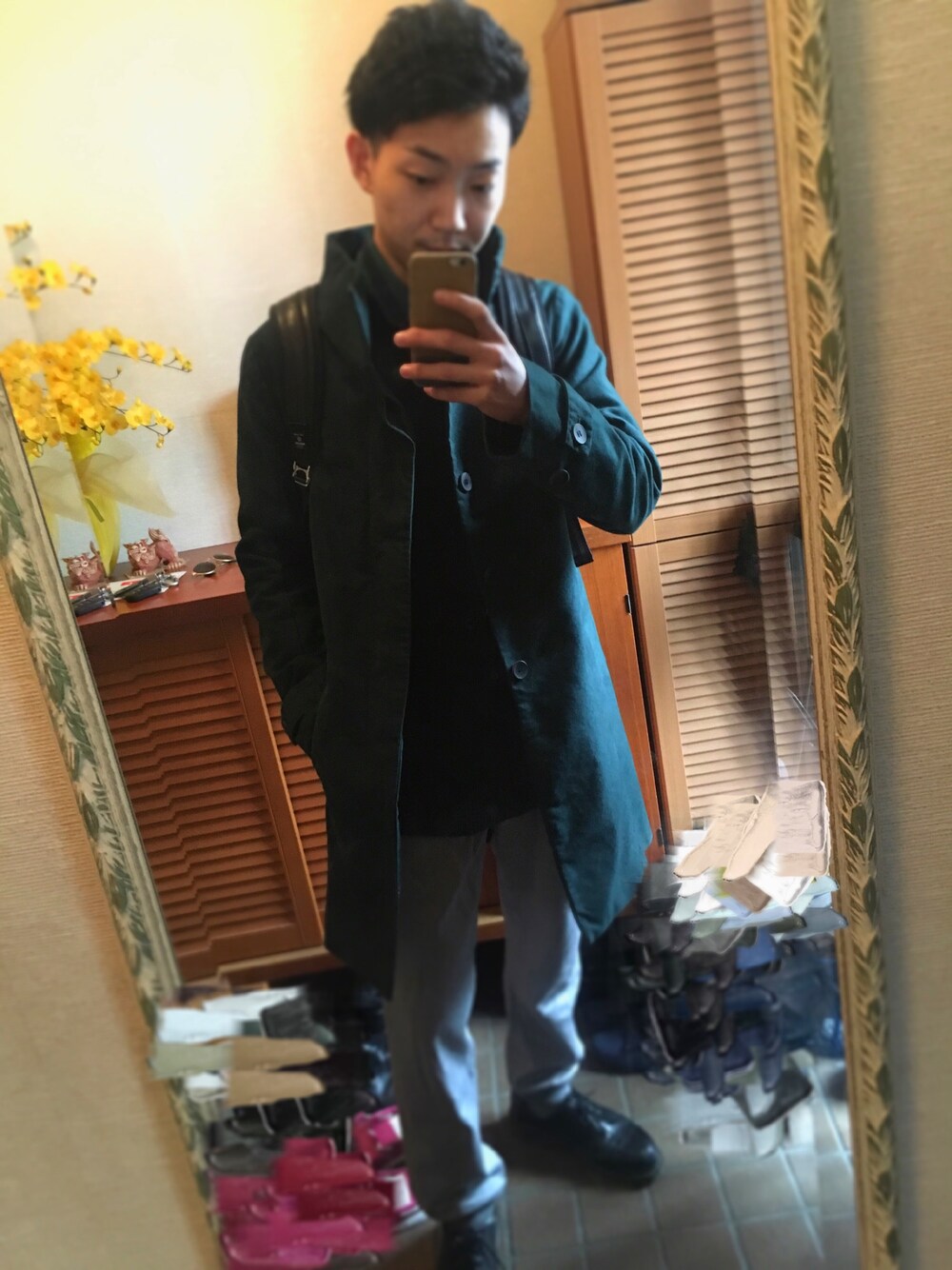 「革靴、冬コーデ」｜「OURETのアイテム（ジャケット/アウター、グリーン系）」を使った、keiさん（メンズ・171cm）の秋コーディネートの1枚目の写真
