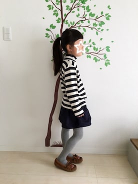 「キュロット」｜「アイテム（モカシン/デッキシューズ）」を使った、kiiinaさん（キッズ・110cm）の冬コーディネート