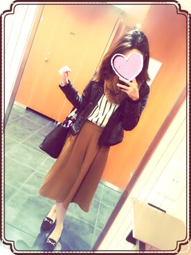 「Bou Jeloud（ブージュルード）のアイテム（ライダースジャケット）」を使った、こっさりさん（レディース・163cm）の春コーディネート