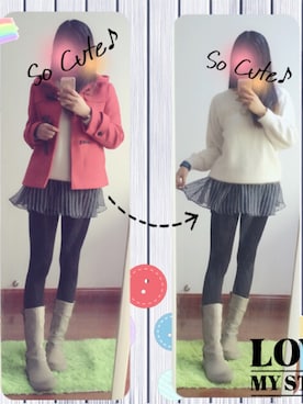 「snidel」｜「アイテム（ダウンジャケット/コート）」を使った、sarieさん（レディース・166cm）の冬コーディネート