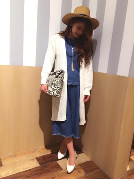 「ペーパーハット」｜「アイテム（オールインワン・サロペット）」を使った、chiakiさん（レディース・157cm）の春コーディネート