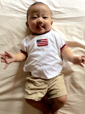 「OSHKOSH（オシュコシュ）のアイテム（Tシャツ/カットソー）」を使った、keiさん（キッズ・60cm）の夏コーディネート