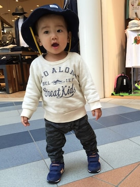 「Lee（リー）のアイテム（ハット）」を使った、keiさん（キッズ・80cm）の春コーディネート