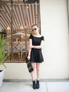 「STYLE」｜「アイテム（チュニック）」を使った、RUBONさん（レディース・158cm）の春コーディネート