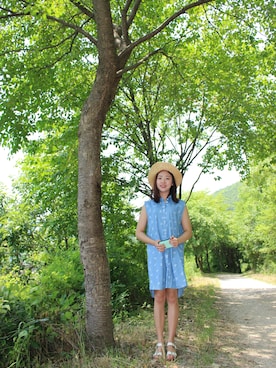 「アイテム（シャツワンピース）」を使った、김여름さん（レディース・162cm・20代）の夏コーディネート
