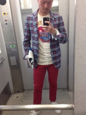「BLUE WORK（ブルーワーク）のアイテム（ジャケット/アウター）」を使った、kazunorianoさん（メンズ・172cm）の春コーディネート