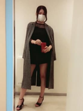 「全身黒」｜「アイテム（その他アウター）」を使った、rumiさん（レディース・170cm）の秋コーディネート