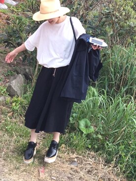 「ENFOLD（エンフォルド）のアイテム（ノーカラージャケット）」を使った、mamamamaさん（レディース・150cm）の夏コーディネート