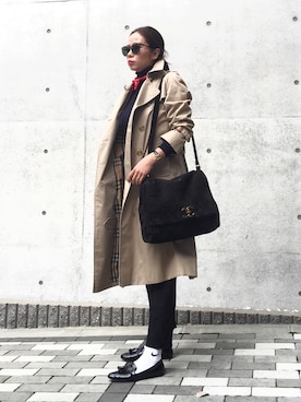 「chanel」｜「アイテム（トレンチコート）」を使った、Sorm'86さん（レディース・163cm）の冬コーディネート