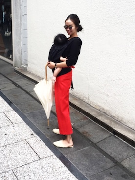「スリッパ」｜「アイテム（スラックス）」を使った、Sorm'86さん（レディース・163cm）の夏コーディネート