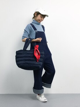 「トートバック」｜「アイテム（オールインワン・サロペット）」を使った、konabeさん（レディース・153cm）の夏コーディネート