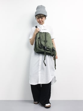 「オリーブ」｜「アイテム（シャツワンピース）」を使った、konabeさん（レディース・153cm）の夏コーディネート