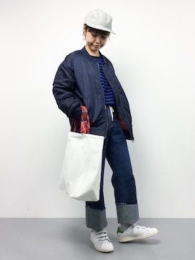「アイテム（MA-1）」を使った、konabeさん（レディース・153cm・20代）の秋コーディネート