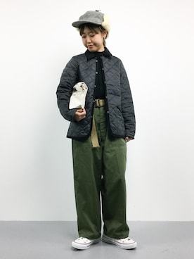 「LAVENHAM（ラベンハム）のアイテム（その他アウター）」を使った、konabeさん（レディース・153cm）の秋コーディネート