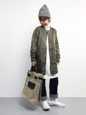 「アイテム（MA-1）」を使った、konabeさん（レディース・153cm・20代）の秋コーディネート