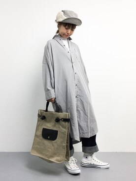 「note et silence （ノートエシロンス）のアイテム（シャツワンピース）」を使った、konabeさん（レディース・153cm）の秋コーディネート