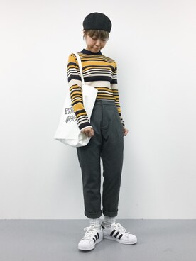 「Keith Haring（キース・ヘリング）のアイテム（バッグ）」を使った、konabeさん（レディース・153cm）の秋コーディネート