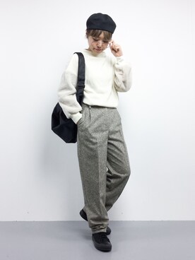「HELIOPOLE（エリオポール）のアイテム（スラックス）」を使った、konabeさん（レディース・153cm）の秋コーディネート