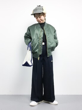 「アイテム（MA-1）」を使った、konabeさん（レディース・153cm・20代）の秋コーディネート