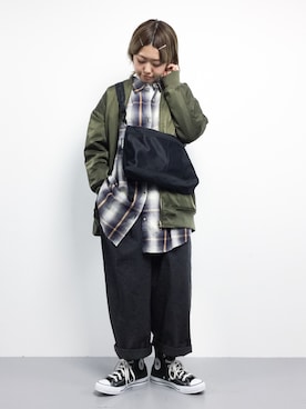 「アイテム（MA-1）」を使った、konabeさん（レディース・153cm・20代）の秋コーディネート