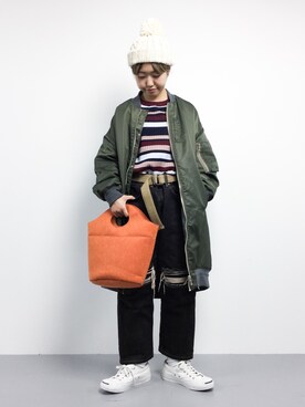 「アイテム（MA-1）」を使った、konabeさん（レディース・153cm・20代）の秋コーディネート