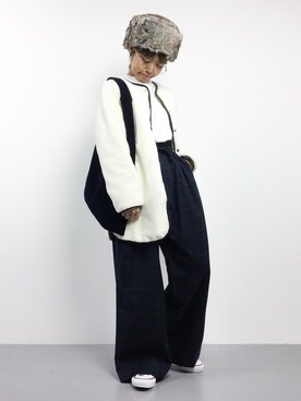 「I am I in fact...（アイアムアイインファクト）のアイテム（その他アウター）」を使った、konabeさん（レディース・153cm）の秋コーディネート