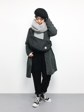 「ファースヌード」｜「アイテム（帽子）」を使った、konabeさん（レディース・153cm）の秋コーディネート