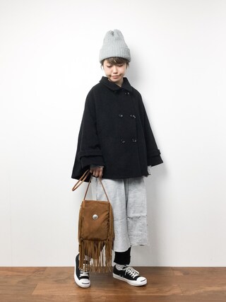 konabe使用「studio CLIP（ウールナイロンモッサポンチョコート）」的時尚穿搭