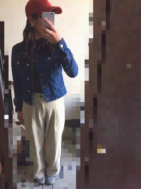 「stradivarius（ストラディバリウス）のアイテム（デニムジャケット）」を使った、ちゃんさん（レディース・162cm）の秋コーディネート