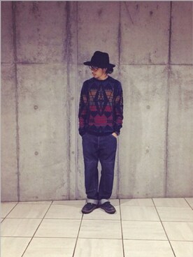 「TOPMAN（トップマン）のアイテム（ニット/セーター）」を使った、YUSUKEさん（メンズ・172cm）の秋コーディネート